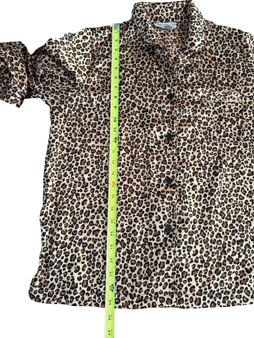 Morgan Taylor Intimates Leopard Print Pajama Top Satin Finish Size M Loungewear - Picture 6 of 7
